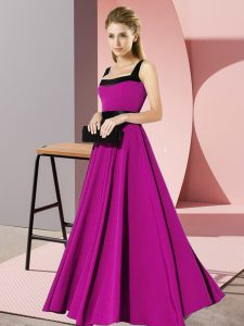 Square Sleeveless Zipper Court Dresses for Sweet 16 Fuchsia Chiffon