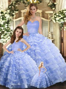 Lovely Floor Length Ball Gowns Sleeveless Lavender Quinceanera Dress Lace Up