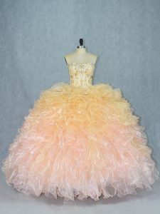 Multi-color Sleeveless Floor Length Beading and Ruffles Lace Up Sweet 16 Quinceanera Dress