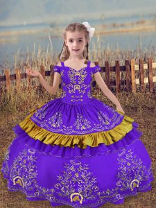 Fashionable Sleeveless Beading and Embroidery Lace Up Child Pageant Dress