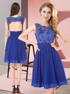 Spectacular Royal Blue Quinceanera Court Dresses Wedding Party with Beading and Appliques Scoop Sleeveless Backless