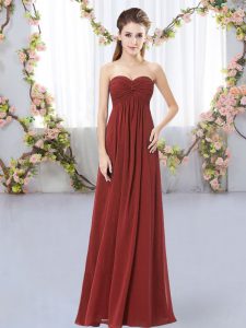 Floor Length Empire Sleeveless Rust Red Court Dresses for Sweet 16 Zipper