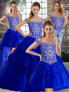 Great Sleeveless Brush Train Lace Up Beading and Lace Sweet 16 Dresses