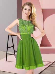 Mini Length Backless Court Dresses for Sweet 16 for Wedding Party with Beading and Appliques