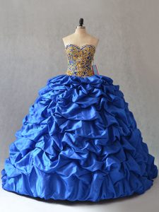 Edgy Beading and Pick Ups Quince Ball Gowns Blue Lace Up Sleeveless