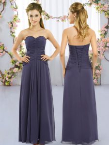 Simple Navy Blue Sweetheart Lace Up Ruching Quinceanera Dama Dress Sleeveless