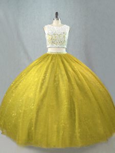 Floor Length Zipper Quinceanera Dress Olive Green for Sweet 16 and Quinceanera with Beading