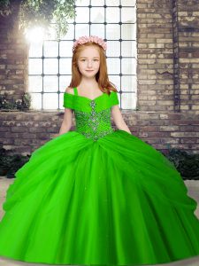 Top Selling Sleeveless Beading Floor Length Little Girl Pageant Gowns