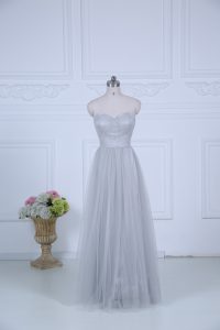 Captivating Grey Sweetheart Zipper Ruching Quinceanera Court of Honor Dress Sleeveless