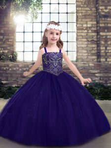 Discount Floor Length Purple Kids Formal Wear Straps Sleeveless Lace Up