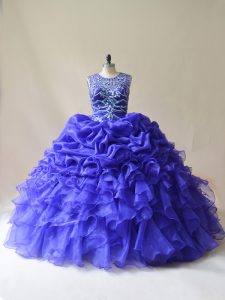 Super Purple Quinceanera Gowns Sweet 16 and Quinceanera with Beading and Ruffles and Pick Ups Scoop Sleeveless Lace Up