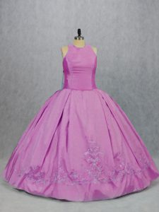 Flirting Scoop Sleeveless Lace Up Quinceanera Gowns Lilac Satin