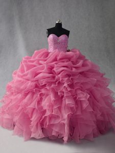 Spectacular Sleeveless Lace Up Floor Length Beading and Ruffles and Pick Ups 15th Birthday Dress