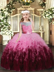 Latest Sleeveless Floor Length Ruffles Backless Little Girl Pageant Dress with Multi-color