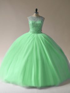 Beading Sweet 16 Quinceanera Dress Lace Up Sleeveless Floor Length