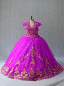 Dynamic Sleeveless Court Train Lace Up Beading and Appliques Quinceanera Gowns