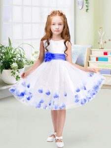 White Sleeveless Tulle Zipper Little Girl Pageant Dress for Wedding Party