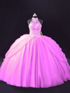 Modern Sleeveless Lace Up Floor Length Beading and Pick Ups Ball Gown Prom Dress