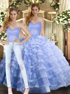 Simple Sleeveless Lace Up Floor Length Ruffled Layers 15 Quinceanera Dress