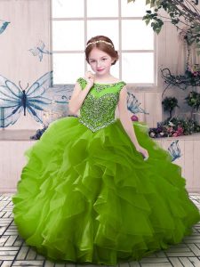 Sleeveless Zipper Floor Length Beading Child Pageant Dress