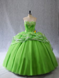 Most Popular Lace Up Sweet 16 Dress Appliques and Ruffles Sleeveless Brush Train