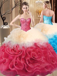 Top Selling Red Quinceanera Dresses Sweet 16 and Quinceanera with Beading and Ruffles Sweetheart Sleeveless Lace Up