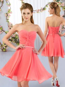 New Arrival Sweetheart Sleeveless Chiffon Vestidos de Damas Ruching Lace Up