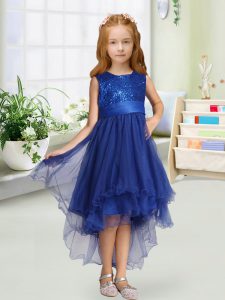 Inexpensive Scoop Sleeveless Organza Little Girls Pageant Gowns Sequins and Bowknot Zipper