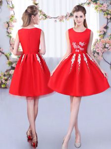 Satin and Tulle Sleeveless Knee Length Dama Dress and Appliques