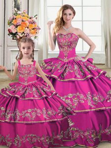 Enchanting Floor Length Ball Gowns Sleeveless Fuchsia Ball Gown Prom Dress Lace Up