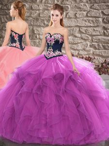 Sleeveless Lace Up Floor Length Beading and Embroidery Quinceanera Dress