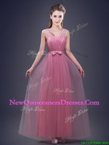 Custom Made Red Sleeveless Tulle Lace Up Quinceanera Court Dresses for for Prom