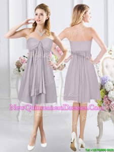 Cheap Knee Length Grey Quinceanera Court Dresses Sweetheart Sleeveless Side Zipper