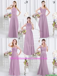 Designer Lavender Zipper Sweetheart Beading and Ruching Quinceanera Court Dresses Chiffon Cap Sleeves