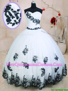 New Style Sleeveless Lace Up Floor Length Appliques 15 Quinceanera Dress