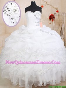 Wonderful Sleeveless Beading and Ruffles and Pick Ups Zipper Ball Gown Prom Dress