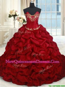 Edgy Floor Length Lace Up 15th Birthday Dress Wine Red and In for Military Ball and Sweet 16 and Quinceanera withBeading and Pick Ups