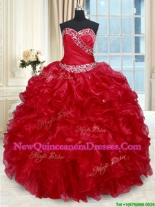 Sleeveless Lace Up Floor Length Beading and Ruffles Vestidos de Quinceanera