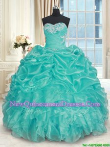 Vintage Sleeveless Lace Up Floor Length Beading and Ruffles Sweet 16 Dress