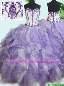 Custom Designed Sleeveless Lace Up Floor Length Beading and Ruffles Vestidos de Quinceanera