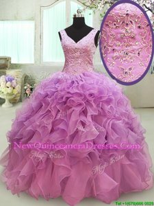 Colorful Floor Length Ball Gowns Sleeveless Lilac 15 Quinceanera Dress Lace Up