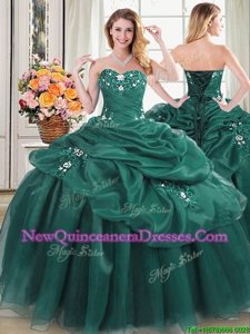 Sleeveless Beading and Appliques and Pick Ups Lace Up Quinceanera Gowns