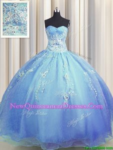 Fashion Zipper Up Sleeveless Beading and Appliques Zipper Sweet 16 Quinceanera Dress