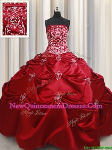 Glorious Wine Red Sleeveless Beading and Appliques and Embroidery Floor Length Sweet 16 Quinceanera Dress