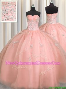 Custom Made Puffy Skirt Sweetheart Sleeveless Zipper Sweet 16 Dresses Watermelon Red Organza