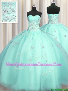 Really Puffy Sleeveless Zipper Floor Length Beading and Appliques Sweet 16 Dresses