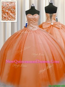 Graceful Puffy Skirt Sleeveless Lace Up Floor Length Beading 15th Birthday Dress