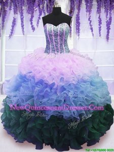 Super Sleeveless Beading and Ruffles and Ruffled Layers Lace Up Sweet 16 Dresses