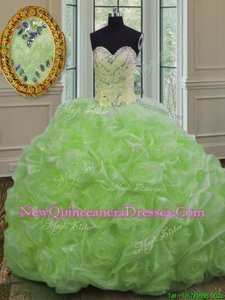 Custom Designed Sleeveless Sweep Train Beading Lace Up 15 Quinceanera Dress