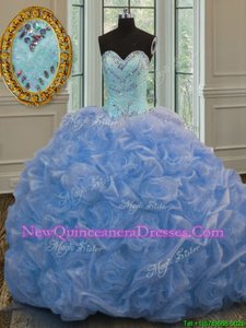 Artistic Sweetheart Sleeveless Quinceanera Gown Floor Length Beading Baby Blue Organza